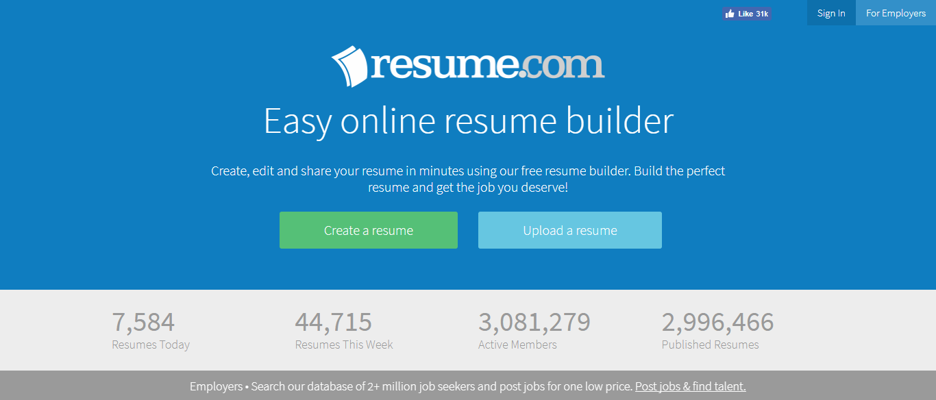 Resume.com - tạo CV online miễn phí