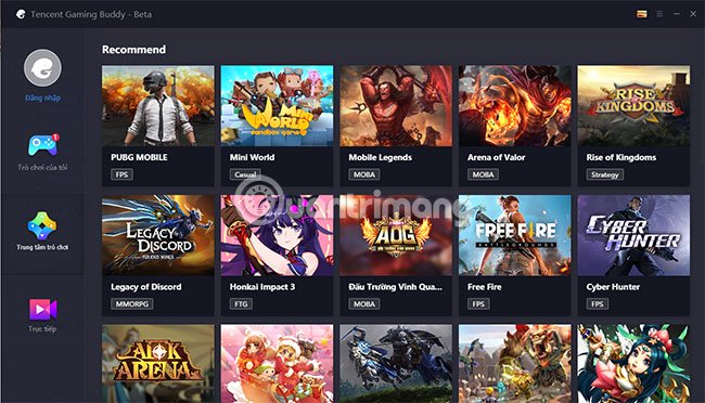 Giao diện chính của Tencent Gaming Buddy