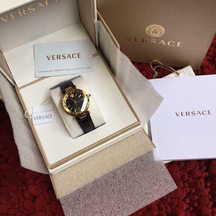 VERSACE-REVIVE-ROMAN-NUMERALS-SHINY-BLACK-LEATHER-fullbox