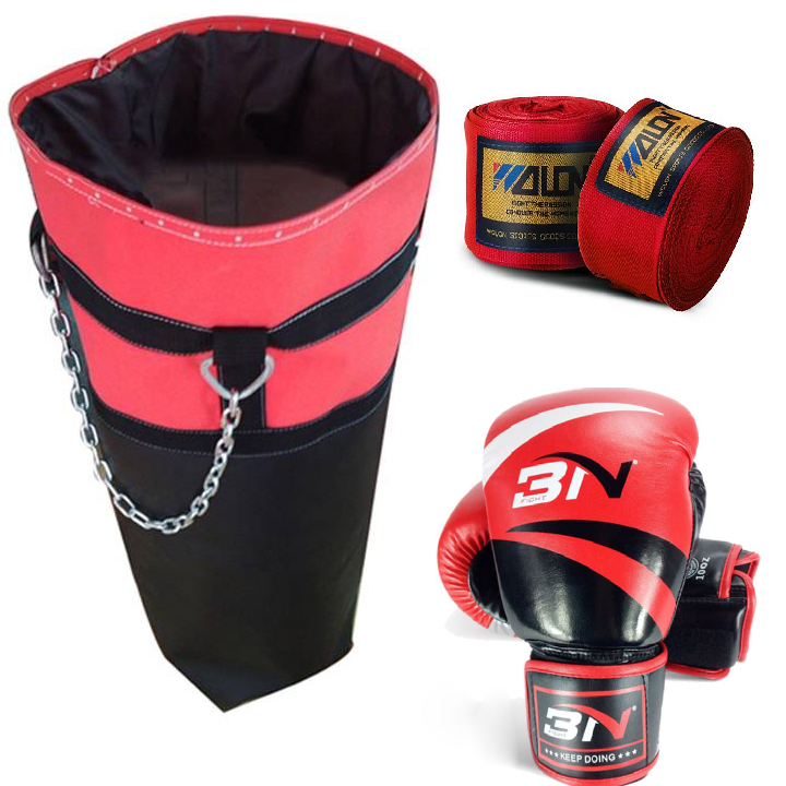 Set Vỏ bao cát trụ tập đấm bốc boxing mma + găng bao tay đấm bốc boxing mma + bằng đa boxing mma | Tiki