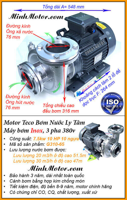 Máy bơm 10 Hp Đài Loan Inox chống mòn cao